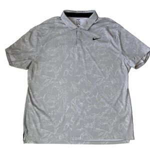 Nike Tiger Woods Golf Polo Shirt Mens XL Gray White Short Sleeve Pullover Casual